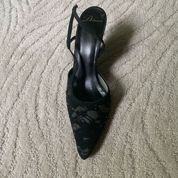 Delman Black Lace Heels - Picture 4 of 7